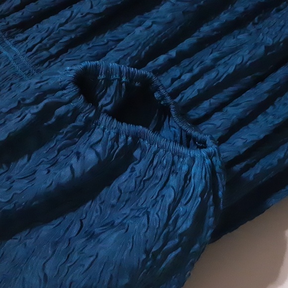 Current AIR anthropologie Elegant Teal Dress Women M Textured Babydoll Event Y2k - Picture 7 of 11